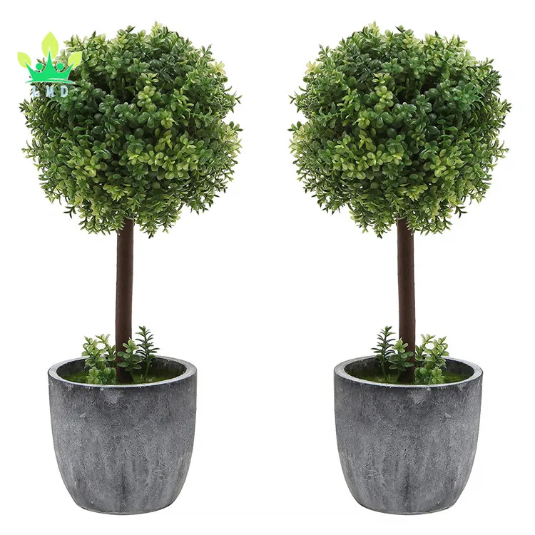 Искусственное бокс-дерево Topiary в современном сером масле набор из 2