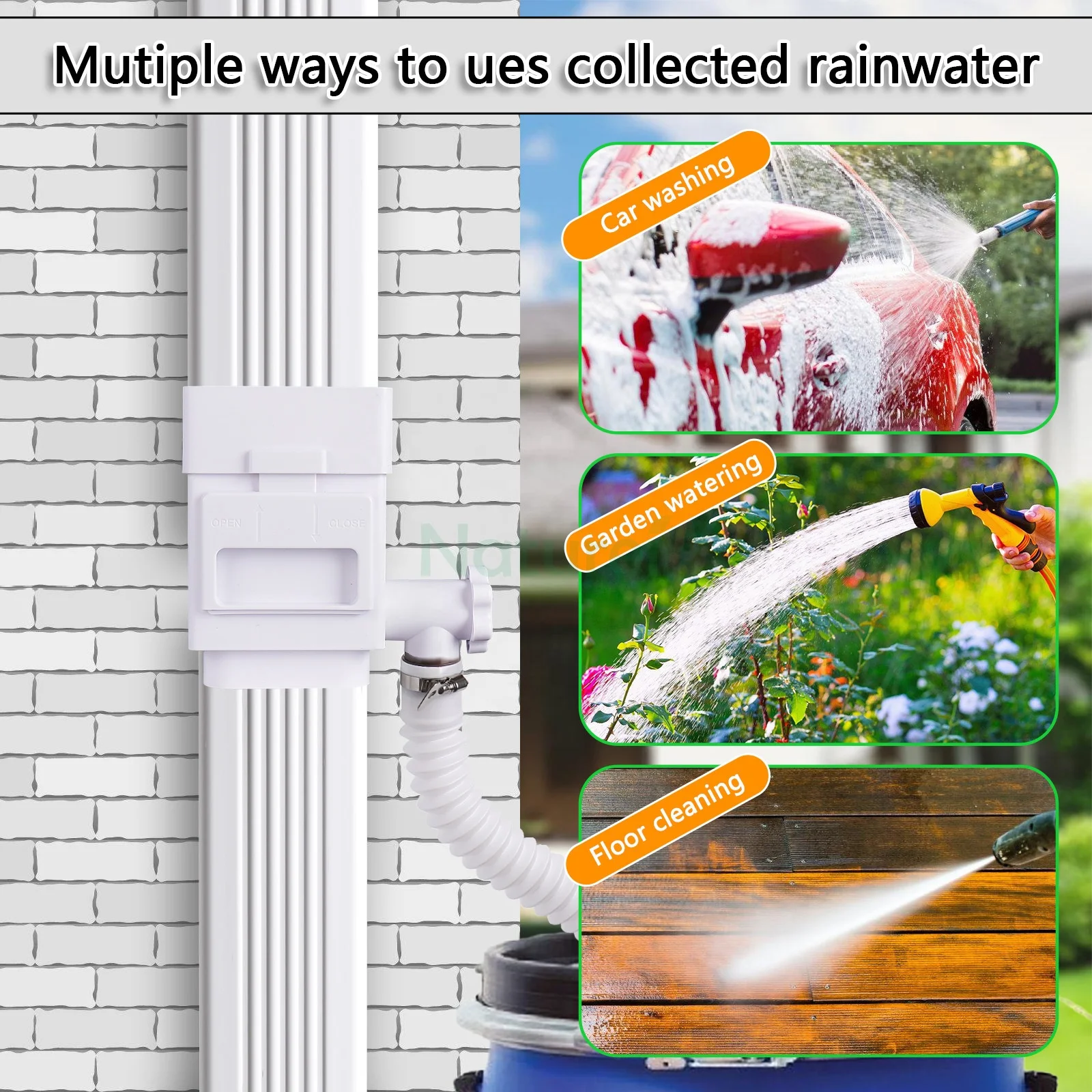Residential Rain Barrel Diverter Kit Rainwater Collection Systems