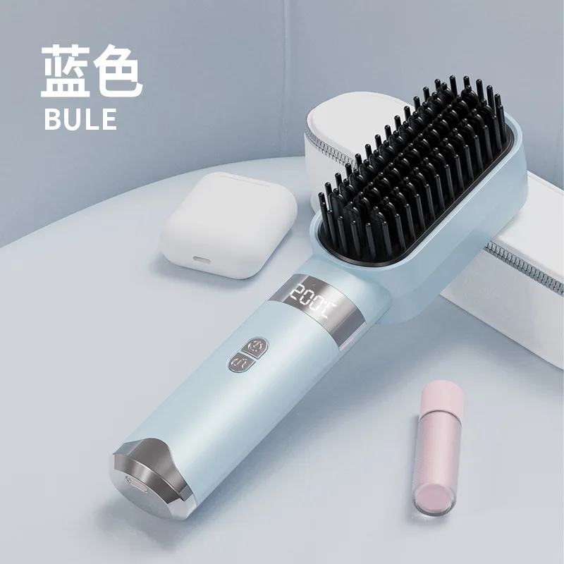 Wireless Rechargeable Portable Travel Hair Comb Household Negative Ion Straight Hair Tool with Sub-Anti-Static Feature
