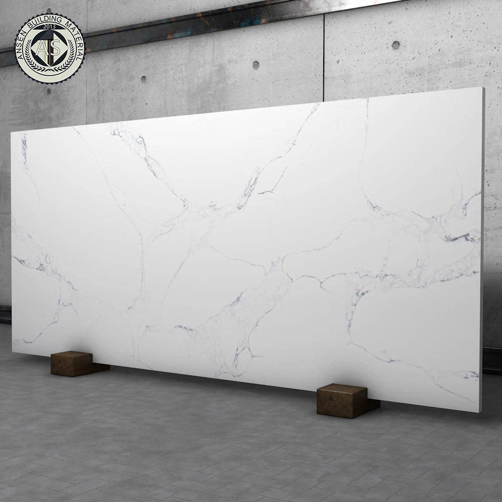 Calacatta large quartz stone white quartz engineered stone 20 mm thickness artificial quartz stone