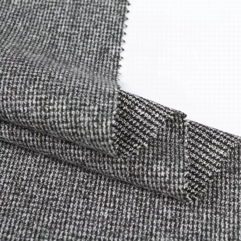 TR 345GSM small check grey polyester elastic knitted tweed fabric for coat