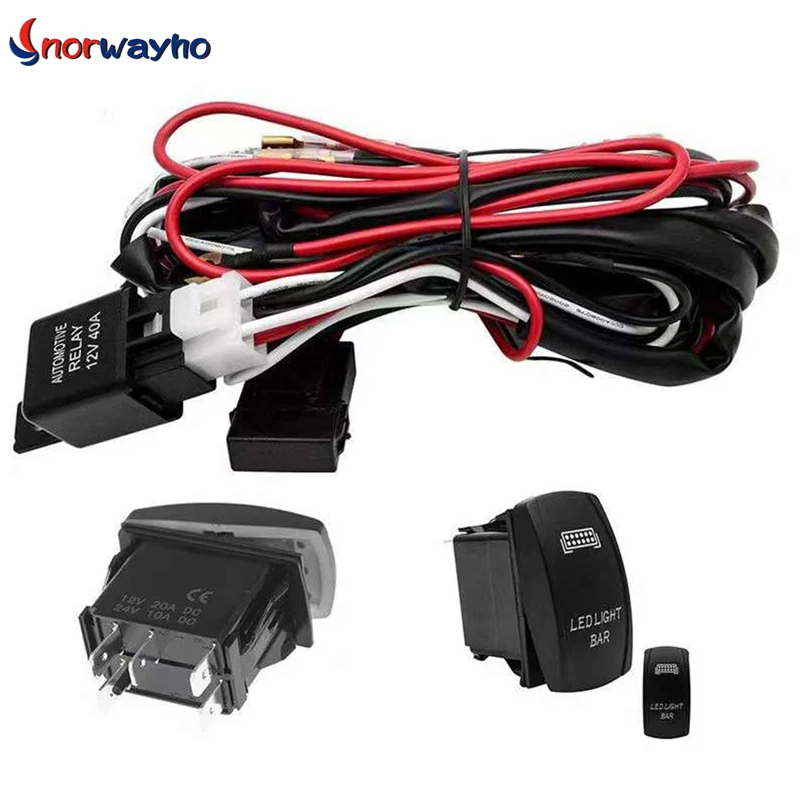 Automotive Wiring Set Universal Wire harness with Relay Switch Fuse holder Connection cable for Lighting LED Whip