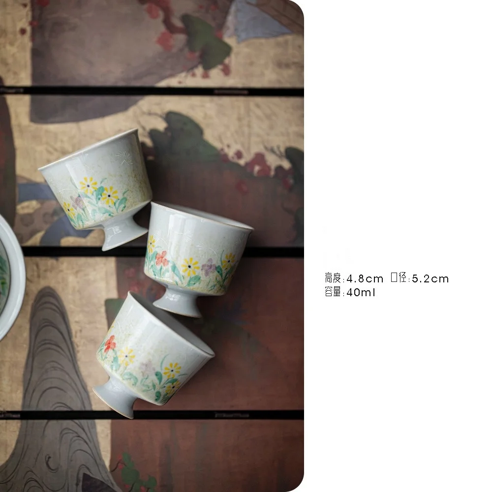 Underglaze Color Hand-Painted Dandelion Household Ceramic Master Cup Kung Fu Tea Accessories