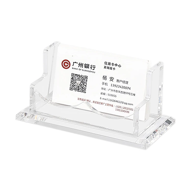 Clear Acrylic Business Card Holder Display Office Stand Desktop Name Card Organizer