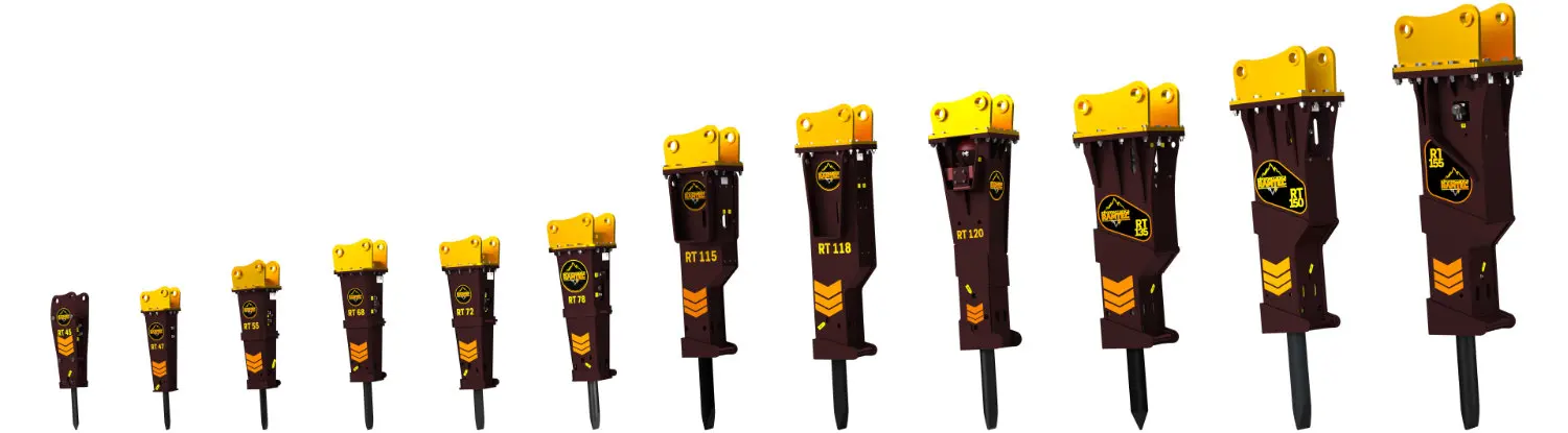 Hydraulic Breaker Excavator Made in Italy Ramtec RT 118 Hydraulic Hammer 14/24 Ton for Excavator