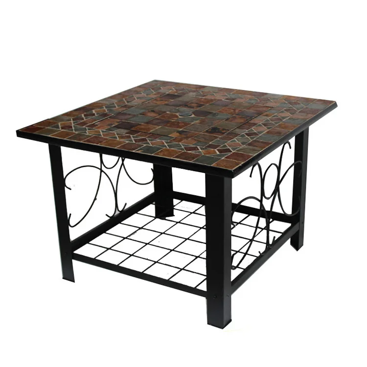 Kingjoy hot sale  ODM mosaic design square bbq fire pit table