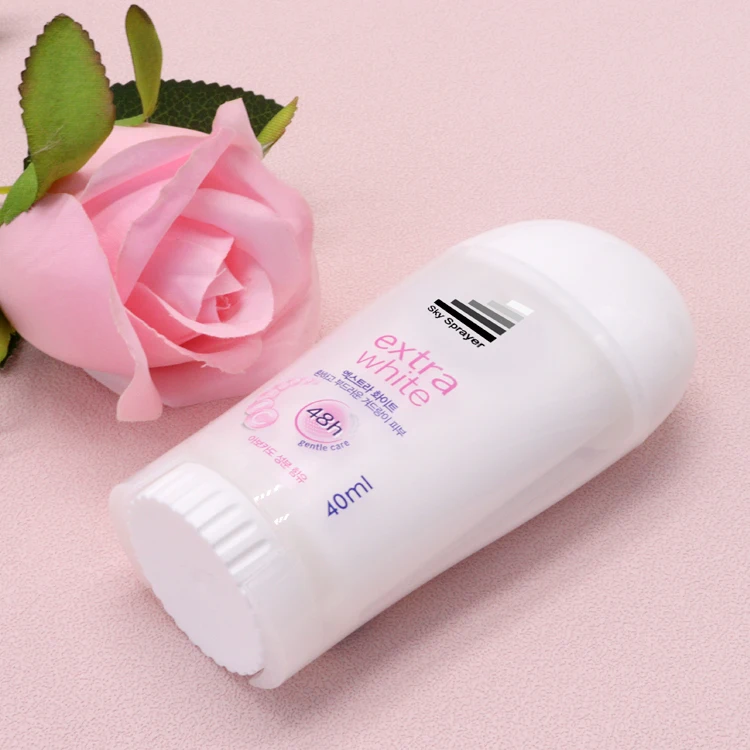 Wholesale 40 ml Plastic white plastic deodorant Essential Oil roll on bottle with roller ball