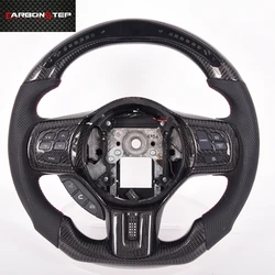 Wholesale Custom  glossy Carbon Fiber real leather LED racing display Car Steering Wheel for Mitsubishi EVO