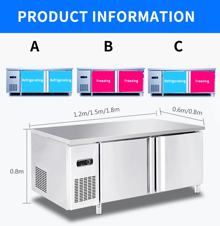 Factory wholesale 2 door counter chiller worktop refrigerator undercounter freezer