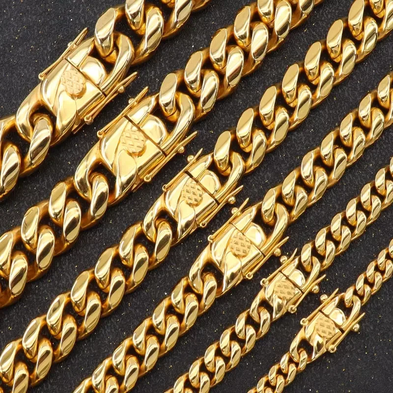 Factory Direct Manufacture Cuban Chain Necklace Ice Out Cuban Chain for Men Diamond Clasp Moissanite Cuban Chain Jewelry