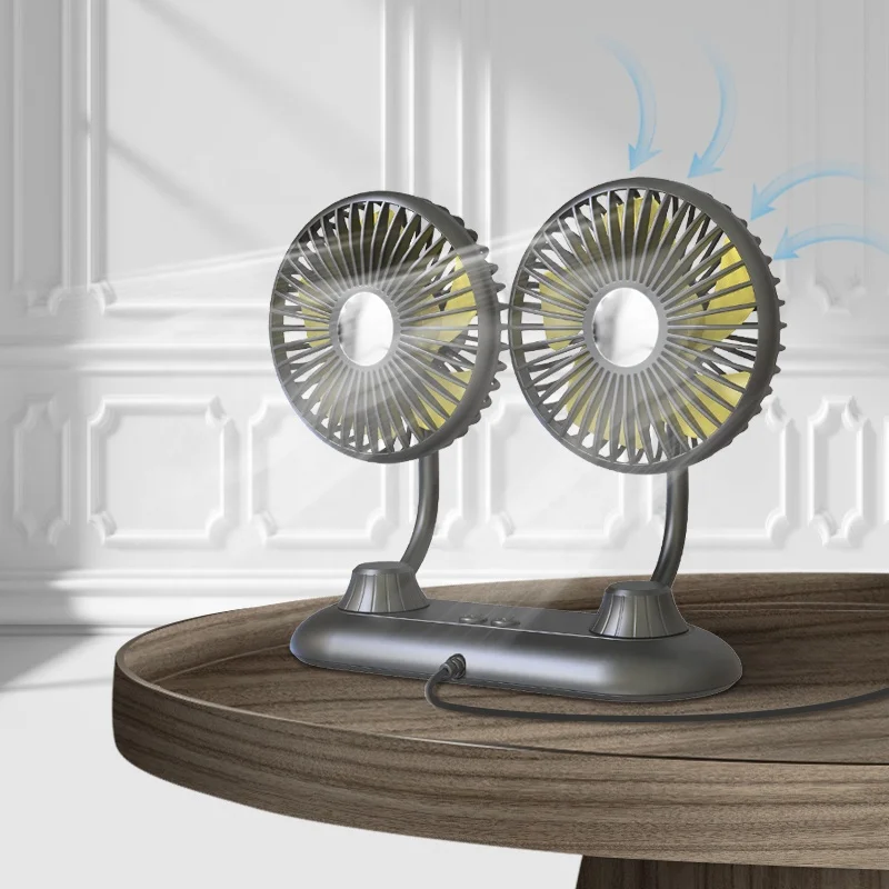 Fans 2022 new design micro usb fan dual heads flexible bendable hose for desktop table 120MM 115MM CE custom F503