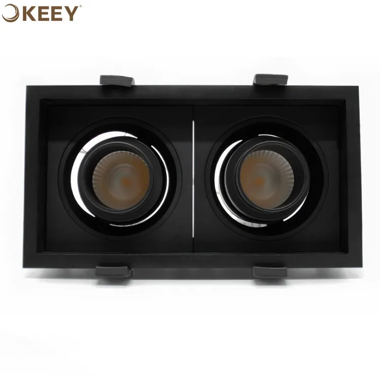 
2020 Keey new style led grille light fixture black double head ceiling led grille light square home use GS611-2 