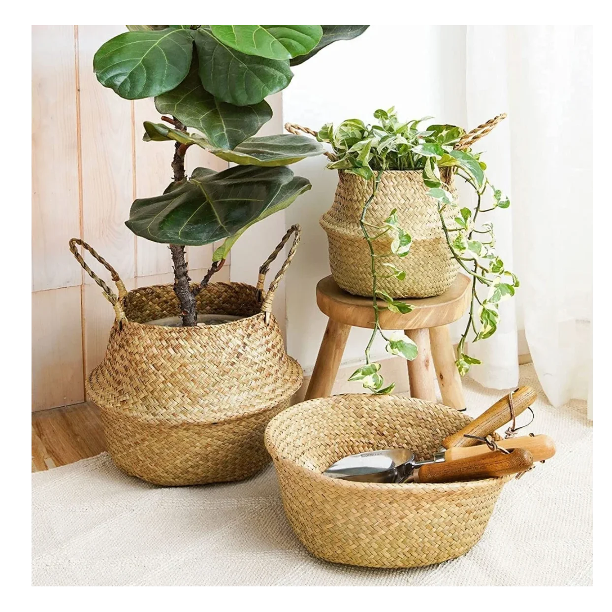 rattan vase flower pot holder plant storage wicker canasta para flores jute flower pot covers natural rattan Flower Pots Cover