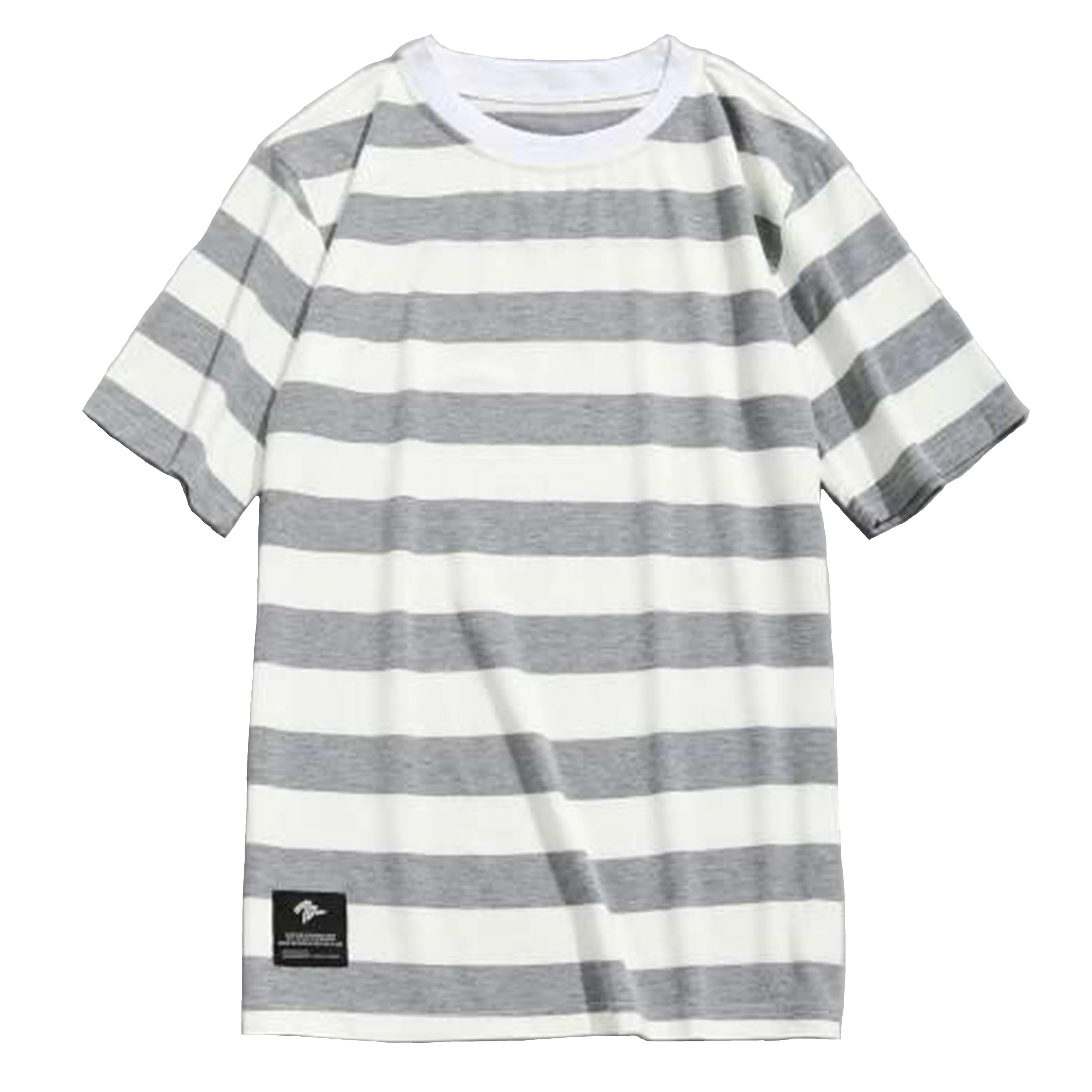 Superior quality customized grey color mens stripe t shirt crew neck short sleeve casual summer Essential mens tee shirt