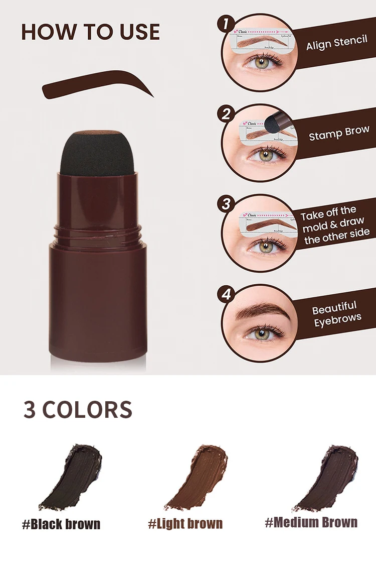 Waterproof Eyebrow Stamp Stencil Kit with Reusable Eyebrow Stencil and Brushes brow stamp
