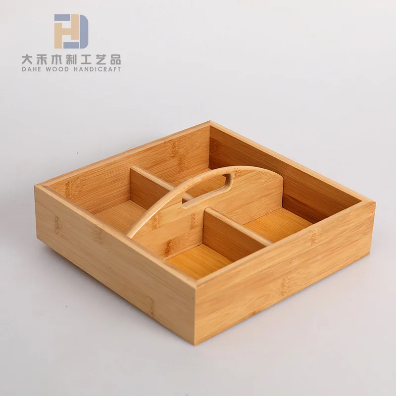 Food Grade Smooth Wooden Compartment Serving Tray Melon Seeds Candy Nut Storage Wood Box Solid Dried Fruit Boxes