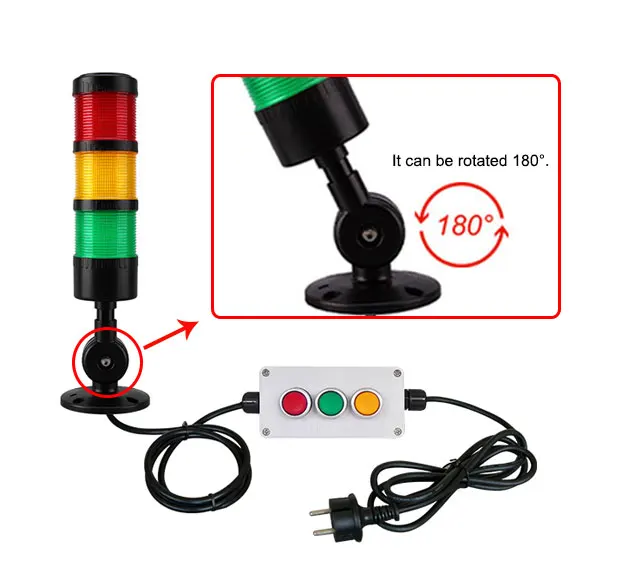 LED Industrial Warning Lights Column Signal Tower Indicator Lamp Beacon Continuous Light Switchable 3-5 Layer (with Buzzer)