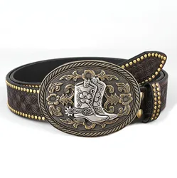 Factory customized wholesale Western embossed denim fashion belt