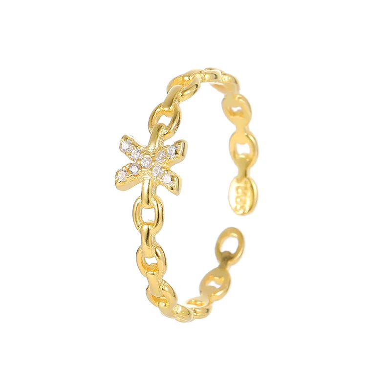 New Tide S925 Silver Skeleton Letters Diamond Ring Elevate Your Style with Simple Niche Design Index Finger Ring for Women