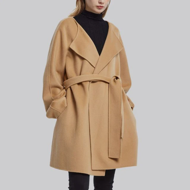 wholesale custom spring casual trench coat long sleeve wool long trench coat for women