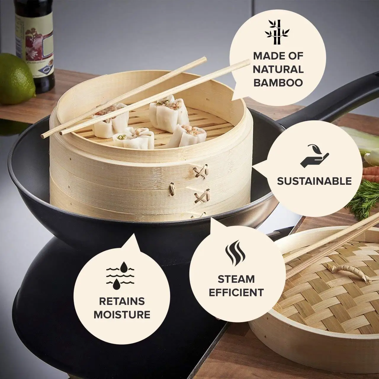 Маленькая Бамбуковая Пароварка Momo 7 10 дюймов