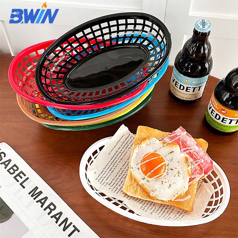 Customizable Color Fruit Basket Plastic Chips Serving Basket Bread Basket