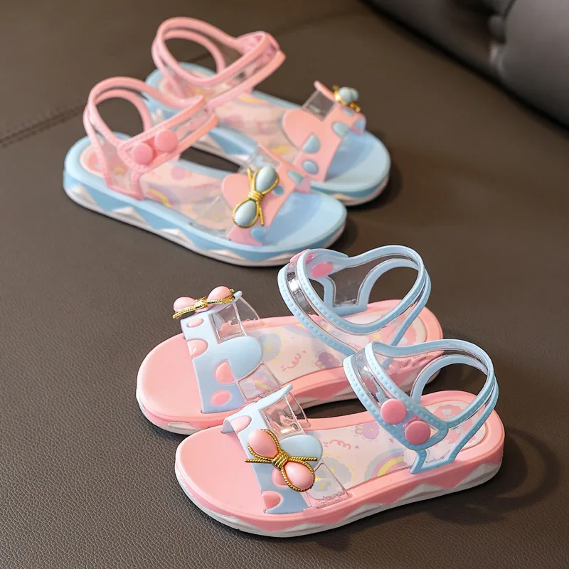 Girls Sandals 2023 New Summer Princess Fashion Student Non Slip Soft Bottom Little Girl School Kids Beach Shoes