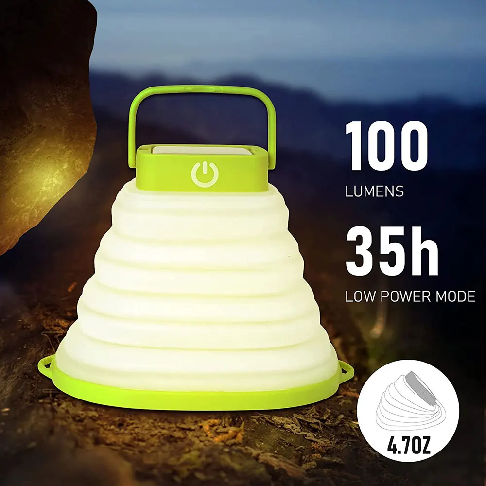 Kongbo Energy Powered Rechargeable Collapsible Silicon Solar Camping Lamp Lantern Light