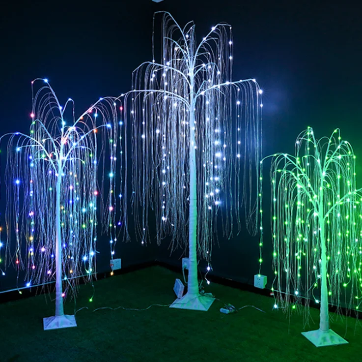 New design Remote control outdoor indoor christmas park decor artificial weeping light warm white RGB color willow tree lights