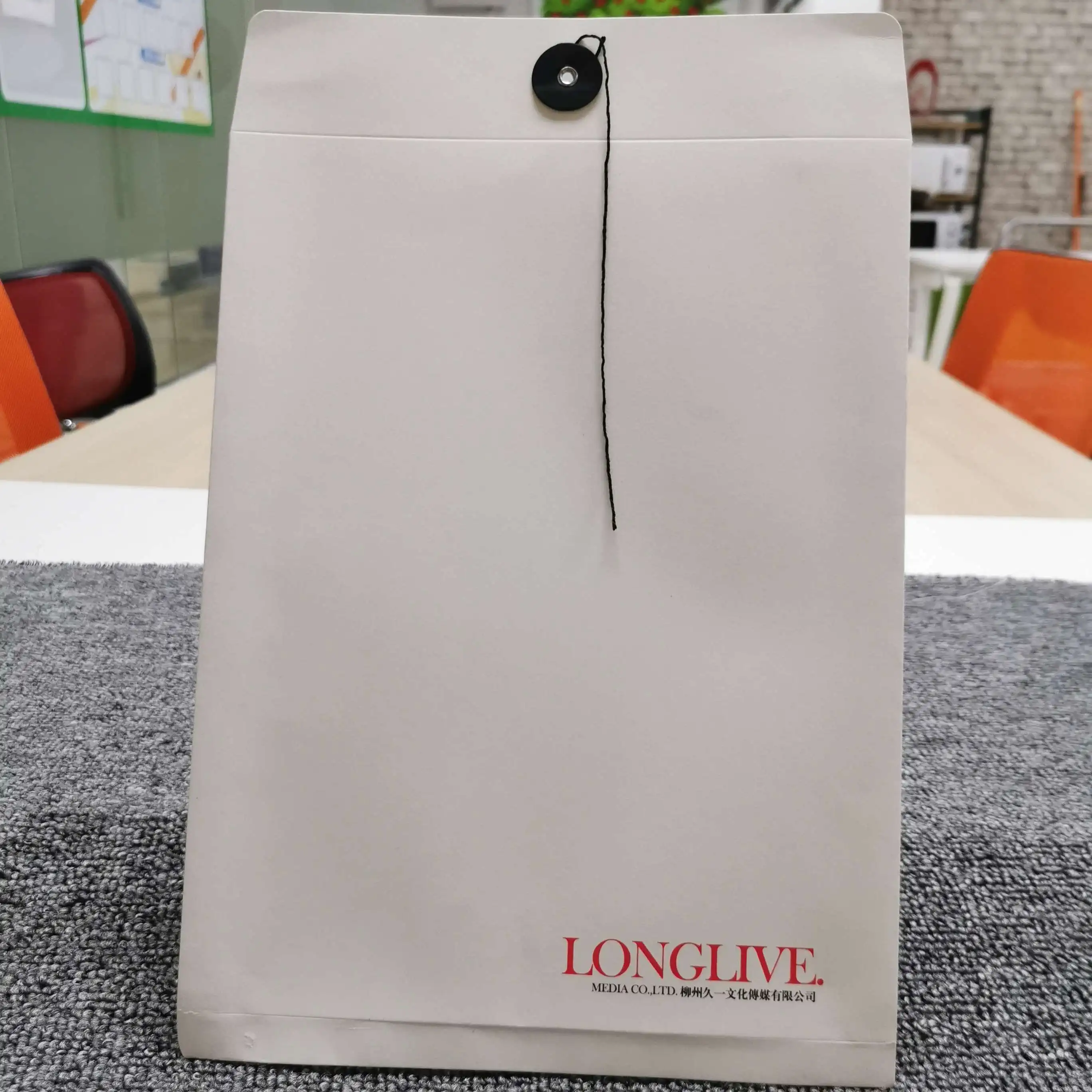 Oem бумажный деловой конверт с веревкой, сумка для файлов, закрытый расширяемый офис