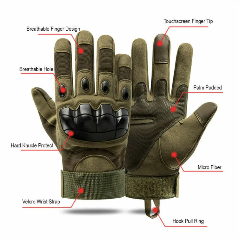 Gina High Quality Touch Screen Hiking Tactical Hard Motorcycle Knuckle Full Finger Protection Gloves
