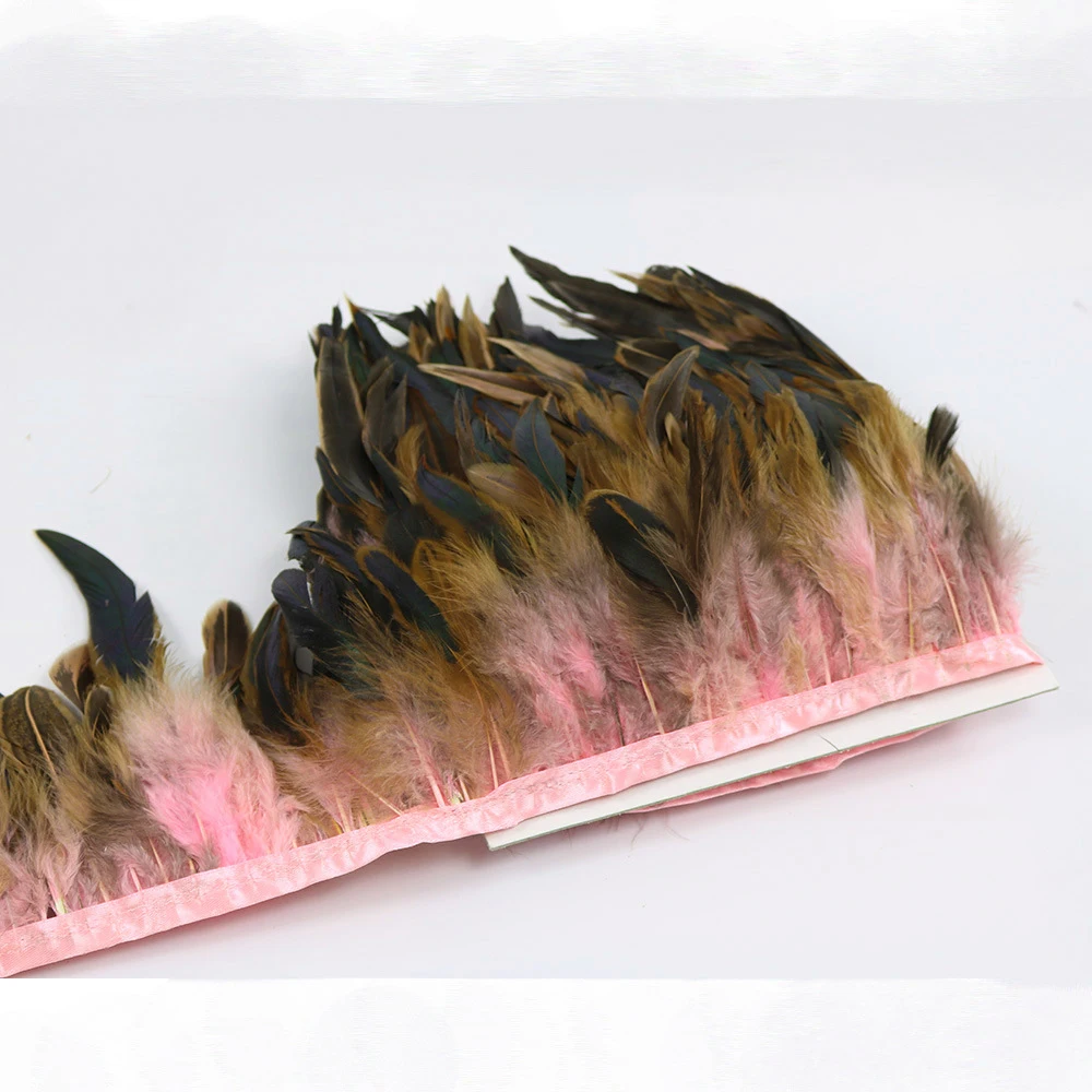 Wholesale rooster feather fabric feather trim fringe for clothing decorate