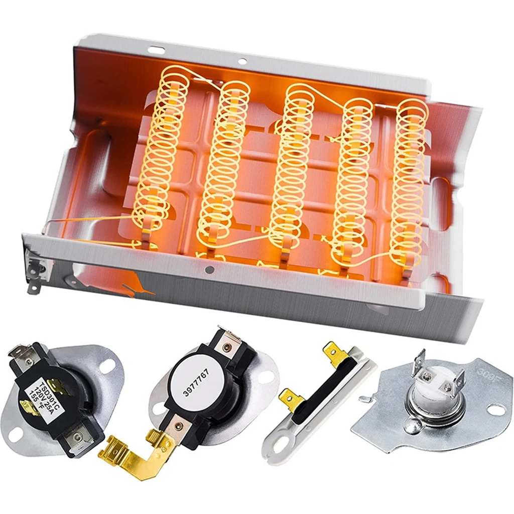 279838 W10724237 Dryer Heating Element 3387134 3977767 Thermostat 3392519 3977393 Thermal Fuse Kit for NED4655EW1 MEDX655DW1
