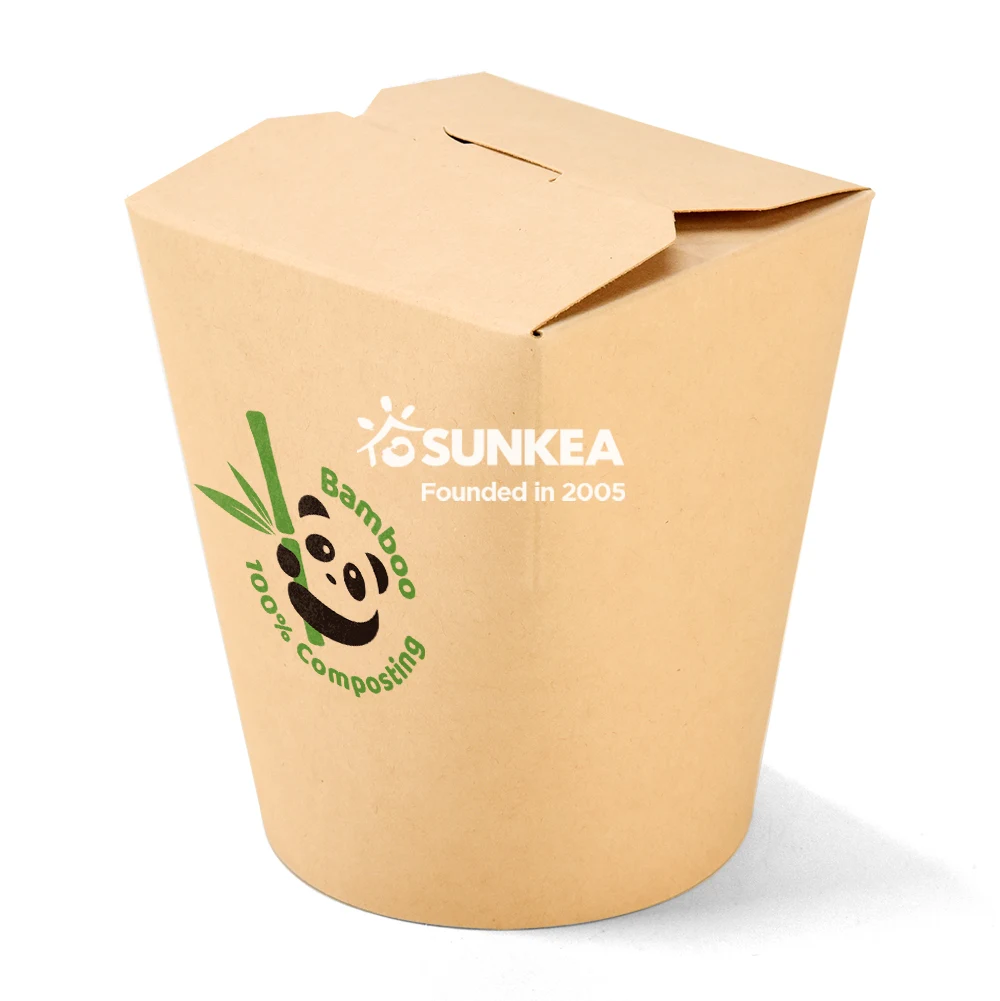 Disposable custom printed logo Bamboo Noodle pasta paper box / Asian food pail