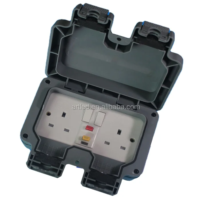 IP66 1 Gang and 2 Gang Weatherproof Single Outdoor Switched Socket 13A UK Socket