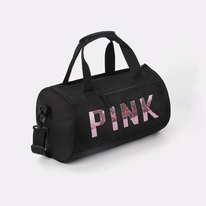 Very High Quality Sequin Pink Travel Fitness Gym bag custom sports duffel bag