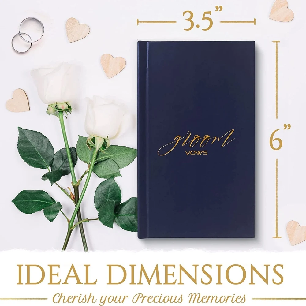 White Navy Cover Book Keepsake Box Gold-foil Lettering Wedding Bride Groom Vow Books