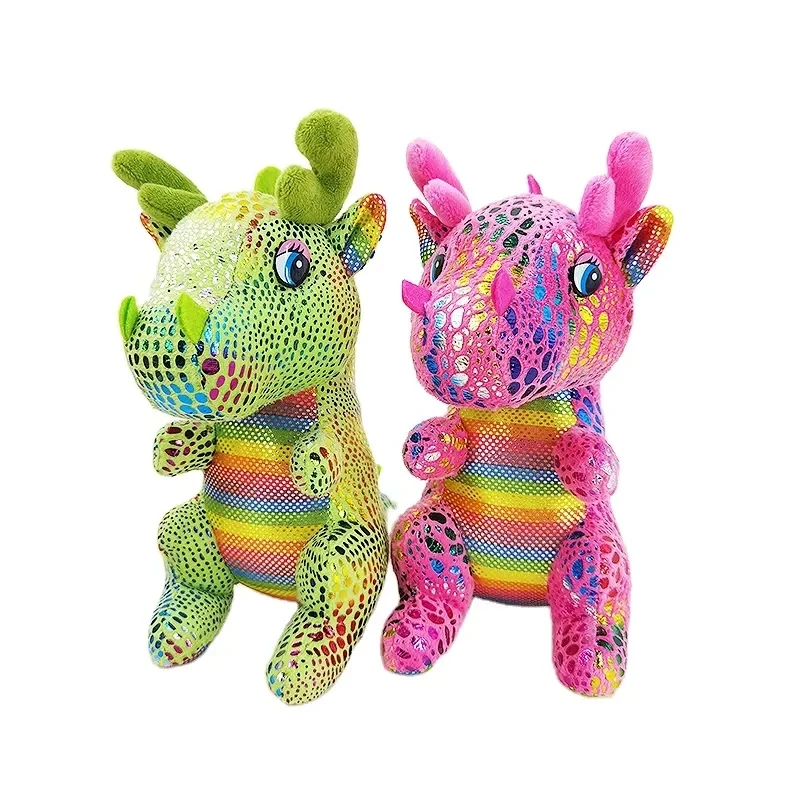 soft toy chinese dragon plush toys for children three colors cute glitter dragon plush toy