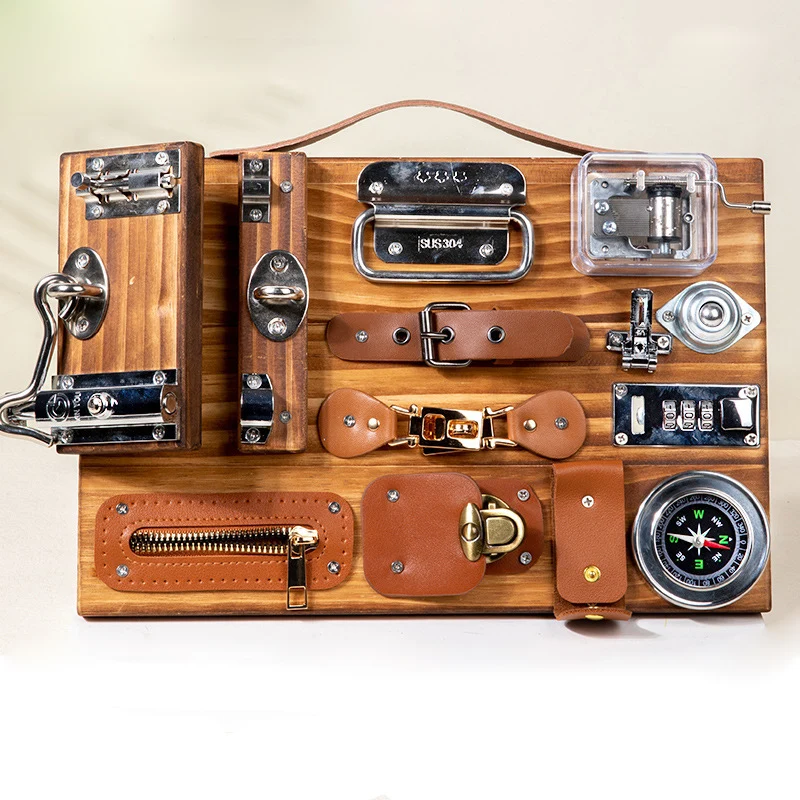 High Quality Wooden Busy Board Educational Toy Children Play Popular Compass Busy Board