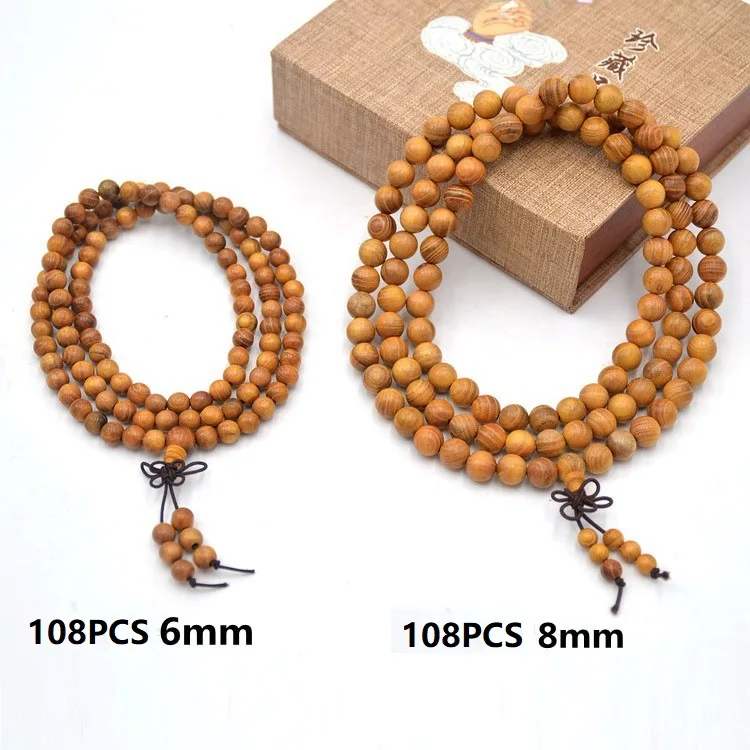 Wholesale Unisex 108 Natural Wood Beads Bracelet 6MM 8MM Rosewood Wenge Chicken-Wing Wood Prayer Rosary Meditation Mala Necklace