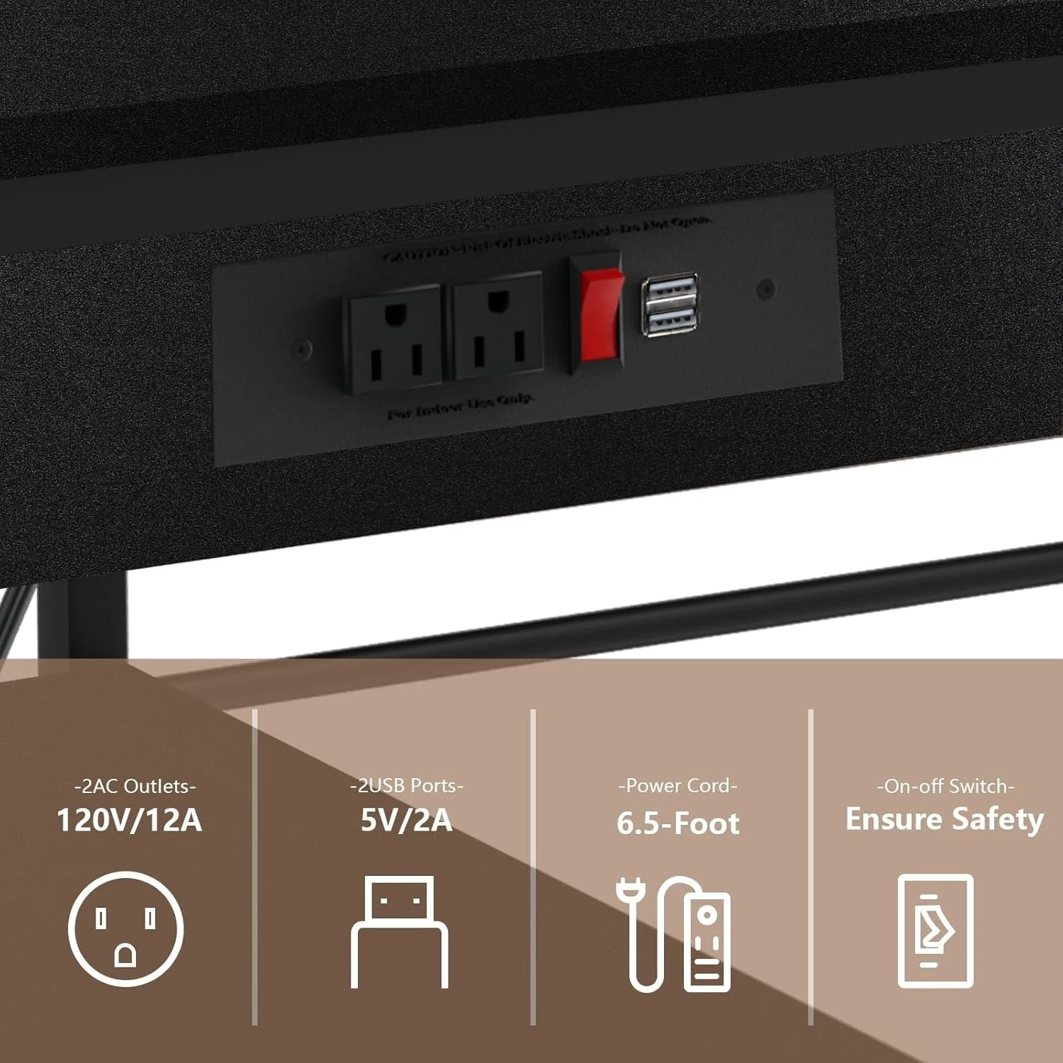 Multifunctional Kitchen Shelf Stand Microwave Holder Bakers with Storage Shelf rack Side Table with Charging Station