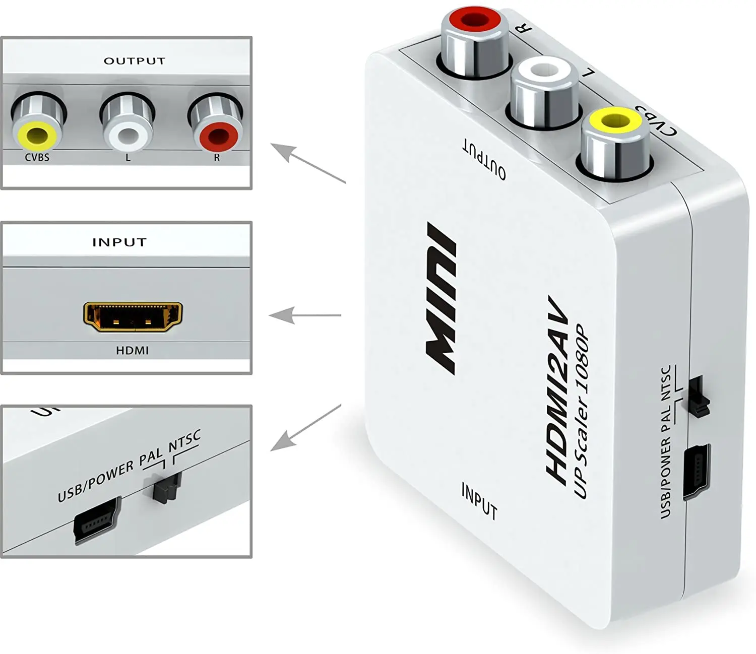 HDMI to AV CVBS RCA Video Audio Converter adapter Supports NTSC PC Laptop Xbox PS4 PS3 TV STB VHS VCR Camera DVD