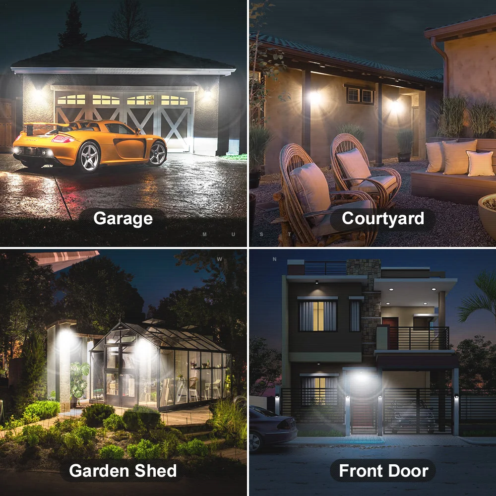 Solar Powered PIR Motion Sensor Wall Lamp 4 Heads 270 Degree Rotating Outdoor IP65 Remote Control Floodlight Security Light
