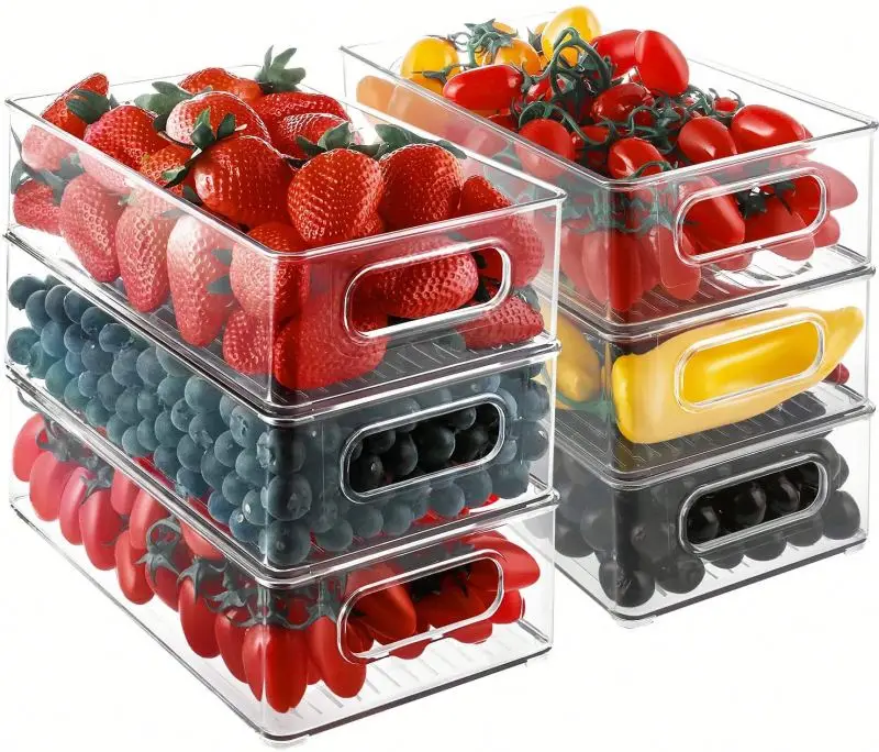 Transparent Refrigerator Organizer Bins Fridge Freezer Kitchen Cabinet Pantry Acrylic Food Organizer Storage Boxes Containers