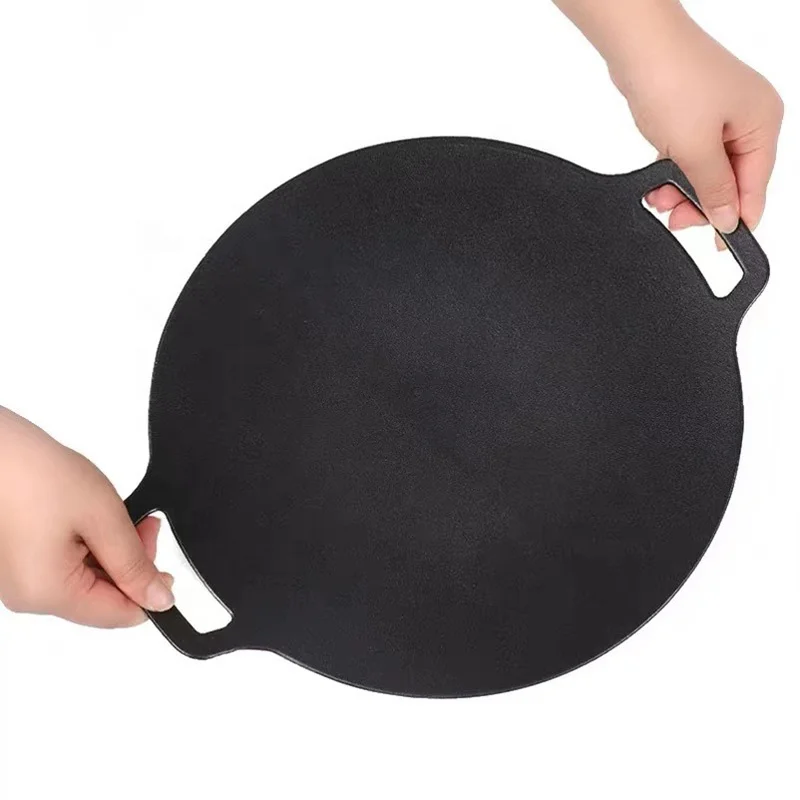 In Stock Non stick Cast Iron Camping Cookware Frying Korean BBQ Grill Pan Griddle Grill Pan For outdoor and kitchen cooking