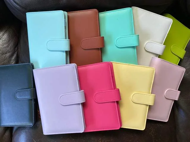 Multi Colors Hot Selling A5 A6 A7 Looseleaf PU Planner Empty Budget Binder Photo card ring Binders Agenda for money envelopes