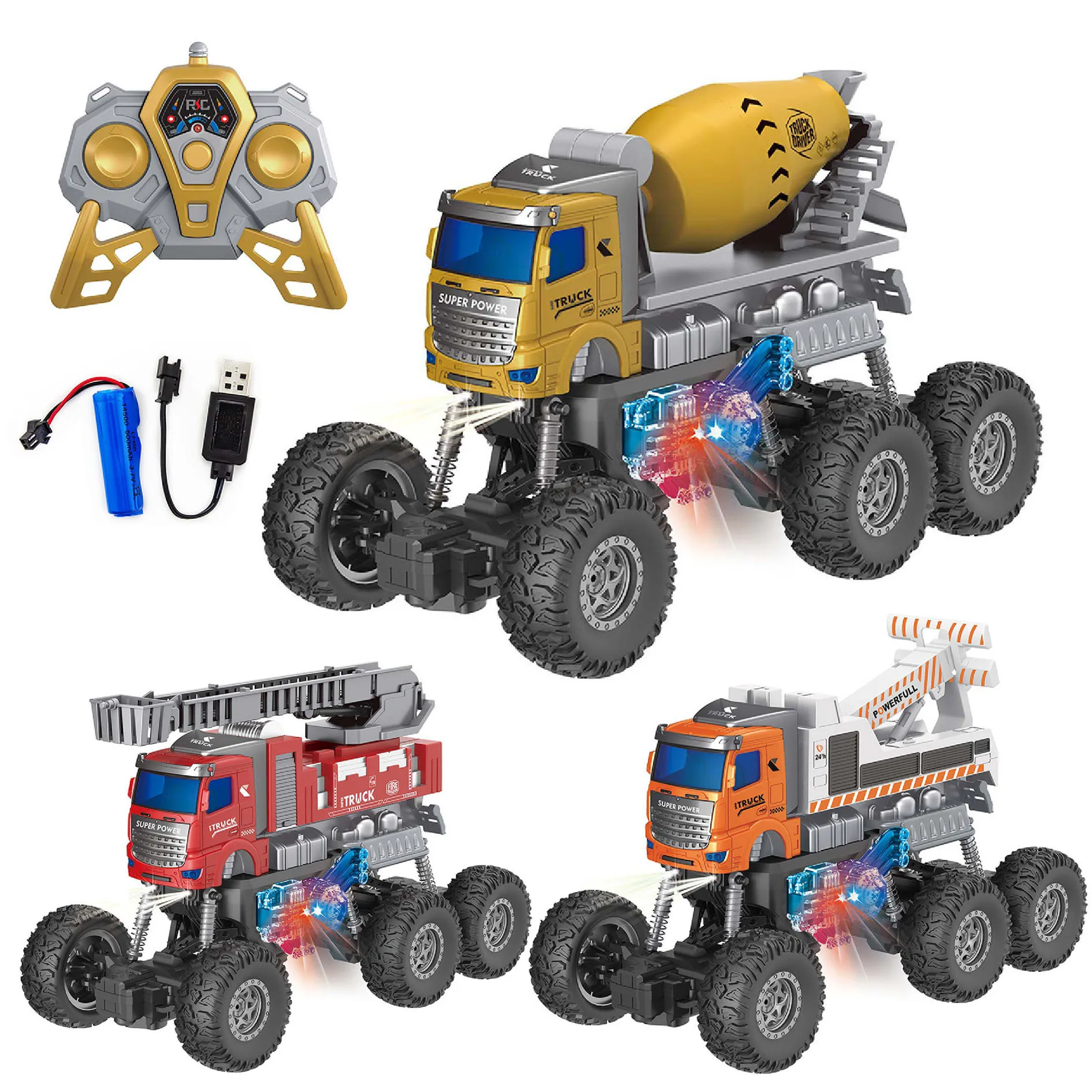 KOUYIKOU NEW full scale six-wheel Remote control engineering vehicle car can dance with lights remote control car for boy