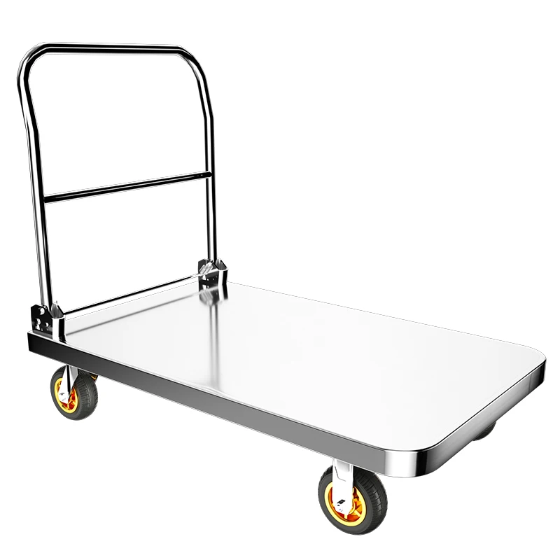Custom wheels trolley factory Wholesale High Quality 600kg Hand Trolley Industrial plastic Foldable Platform Truck