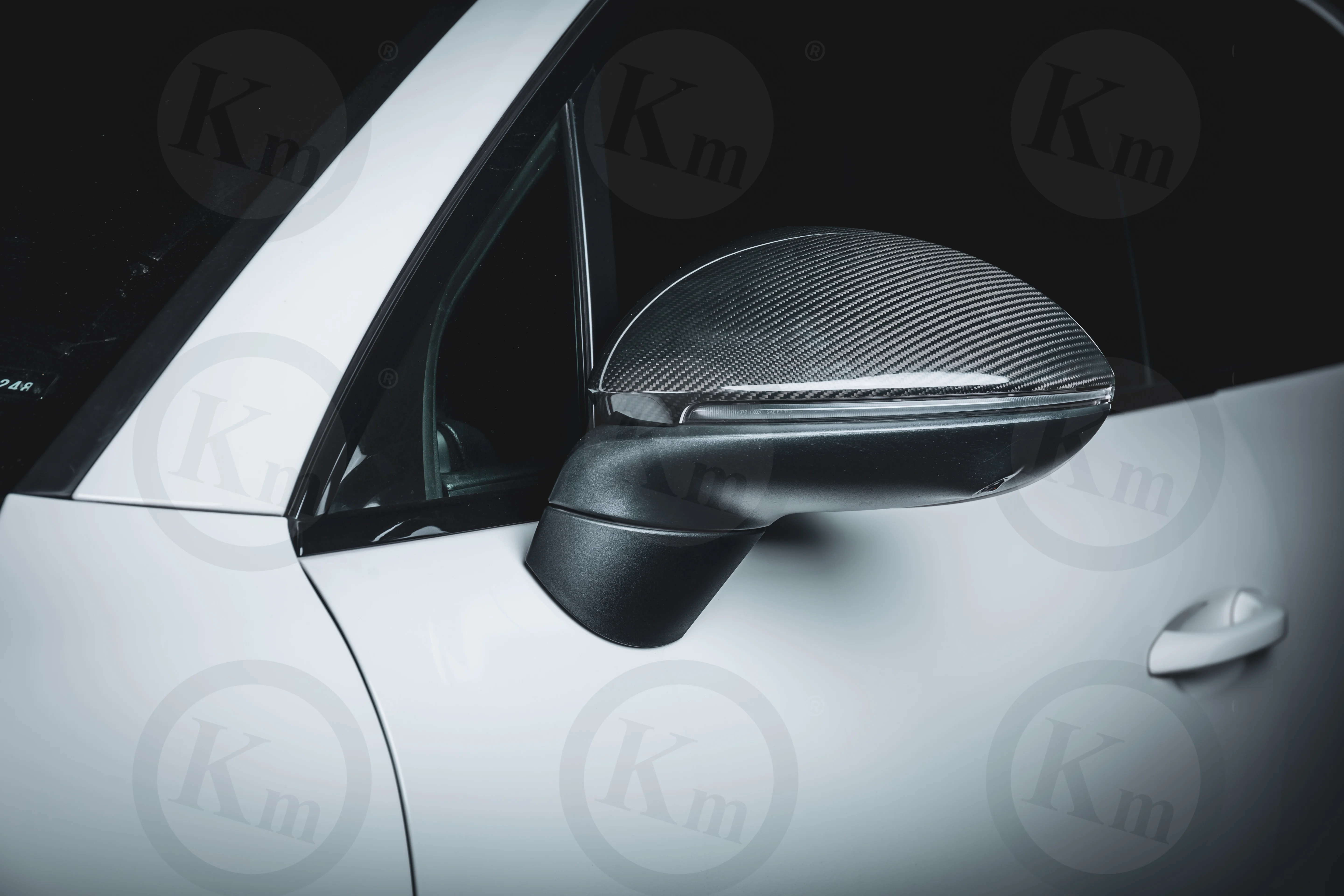 KM  for  Cayenne 9Y0 9YA carbon fiber mirror cover rearview mirror housing paste style 2018-UP mirror case