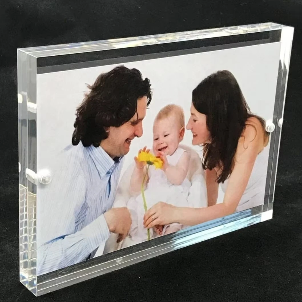 Оптовая продажа акриловая фоторамка с индивидуальным логотипом Современная прозрачная сувенирная Подарочная для фото шоу